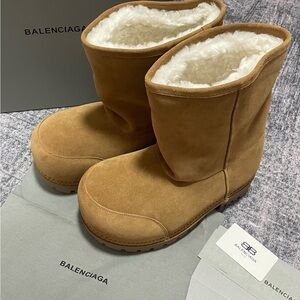 Balenciaga Camel Shearling Boots